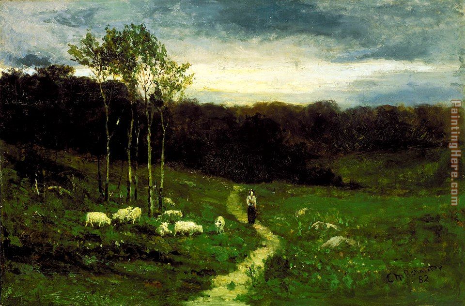 Woman Walking down Path painting - Edward Mitchell Bannister Woman Walking down Path art painting